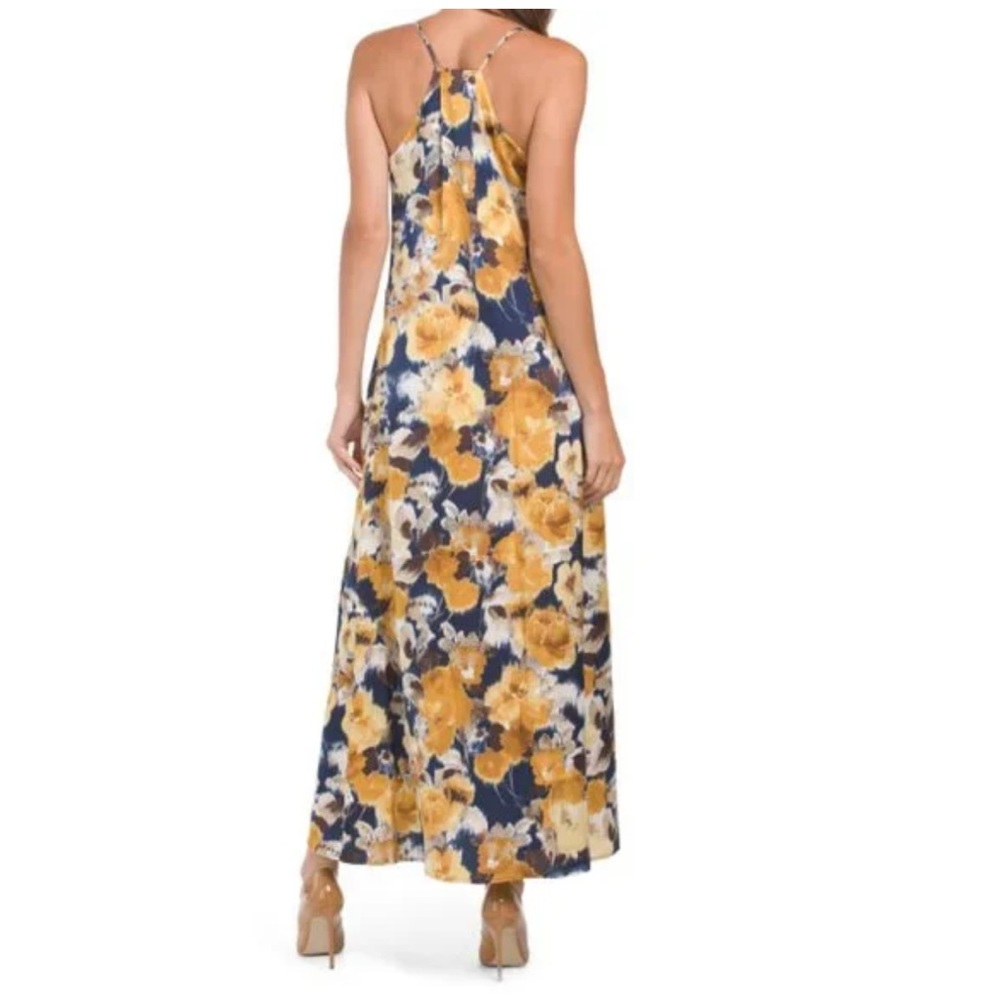 NET NICOLE MILLER 
YORK Gold/Navy Satin Floral Maxi - Picture 2 of 3